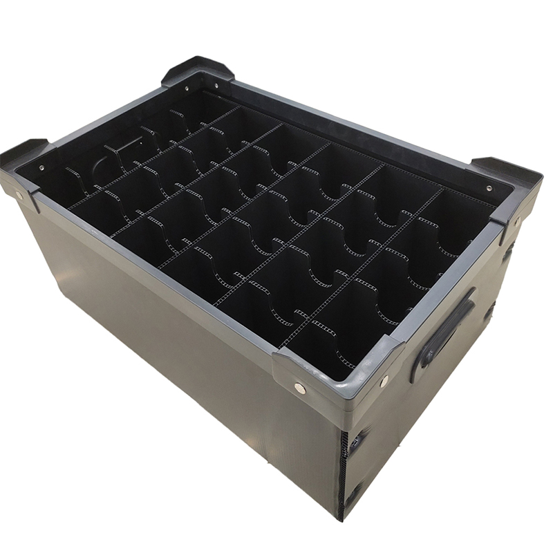 ESD-gecompartimenteerde PP-holle kartonnen container met roosterverdeler